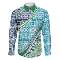 Hawaiian Quilt Pattern Family Matching Off Shoulder Maxi Dress and Hawaiian Shirt Fresh Color Mixed - Polynesian Pride