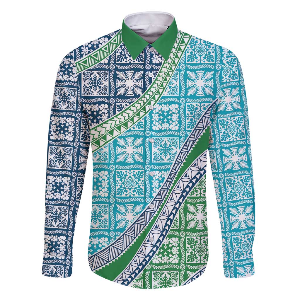 Hawaiian Quilt Pattern Family Matching Off Shoulder Short Dress and Hawaiian Shirt Fresh Color Mixed - Polynesian Pride