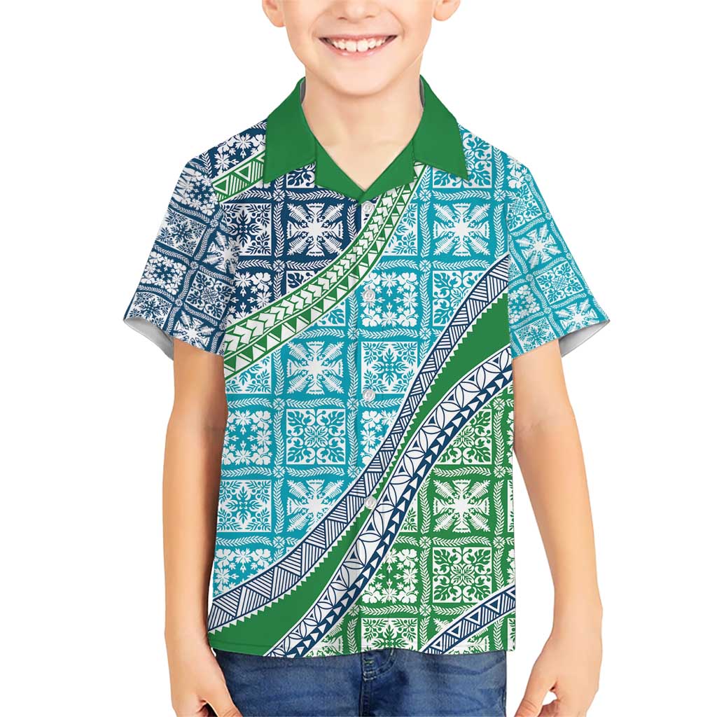 Hawaiian Quilt Pattern Kid Hawaiian Shirt Fresh Color Mixed - Polynesian Pride