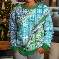 Hawaiian Quilt Pattern Kid Ugly Christmas Sweater Fresh Color Mixed - Polynesian Pride