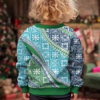 Hawaiian Quilt Pattern Kid Ugly Christmas Sweater Fresh Color Mixed - Polynesian Pride