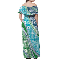 Hawaiian Quilt Pattern Off Shoulder Maxi Dress Fresh Color Mixed - Polynesian Pride