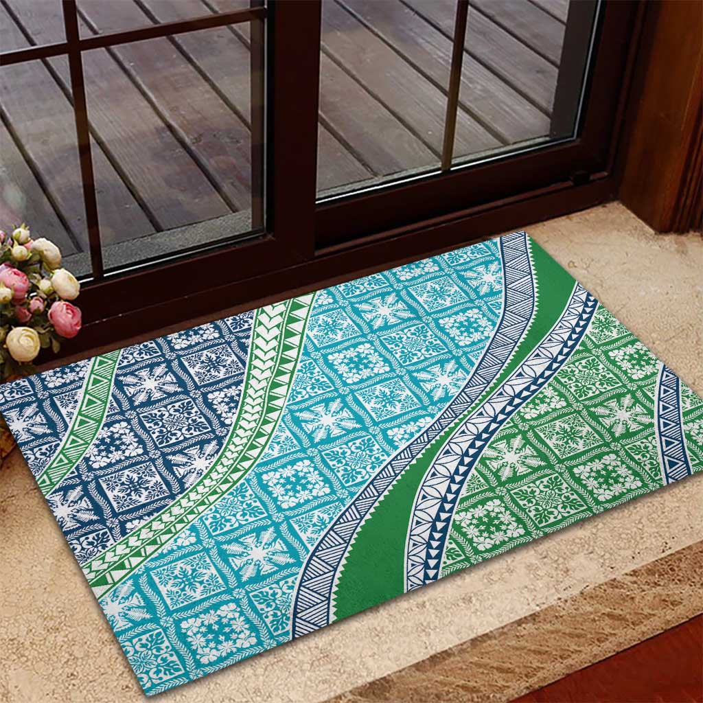Hawaiian Quilt Pattern Rubber Doormat Fresh Color Mixed - Polynesian Pride