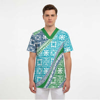 Hawaiian Quilt Pattern Scrub Top Fresh Color Mixed - Polynesian Pride