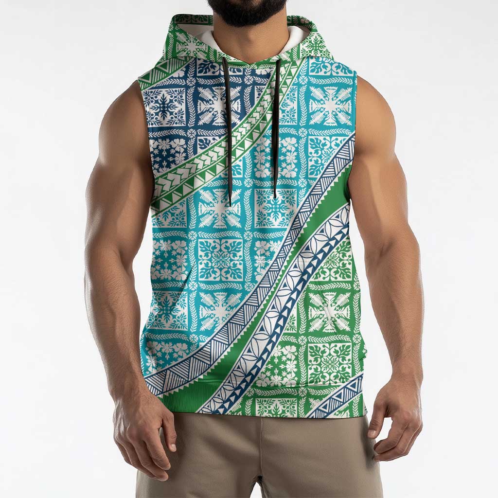 Hawaiian Quilt Pattern Sleeveless Hoodie Fresh Color Mixed - Polynesian Pride