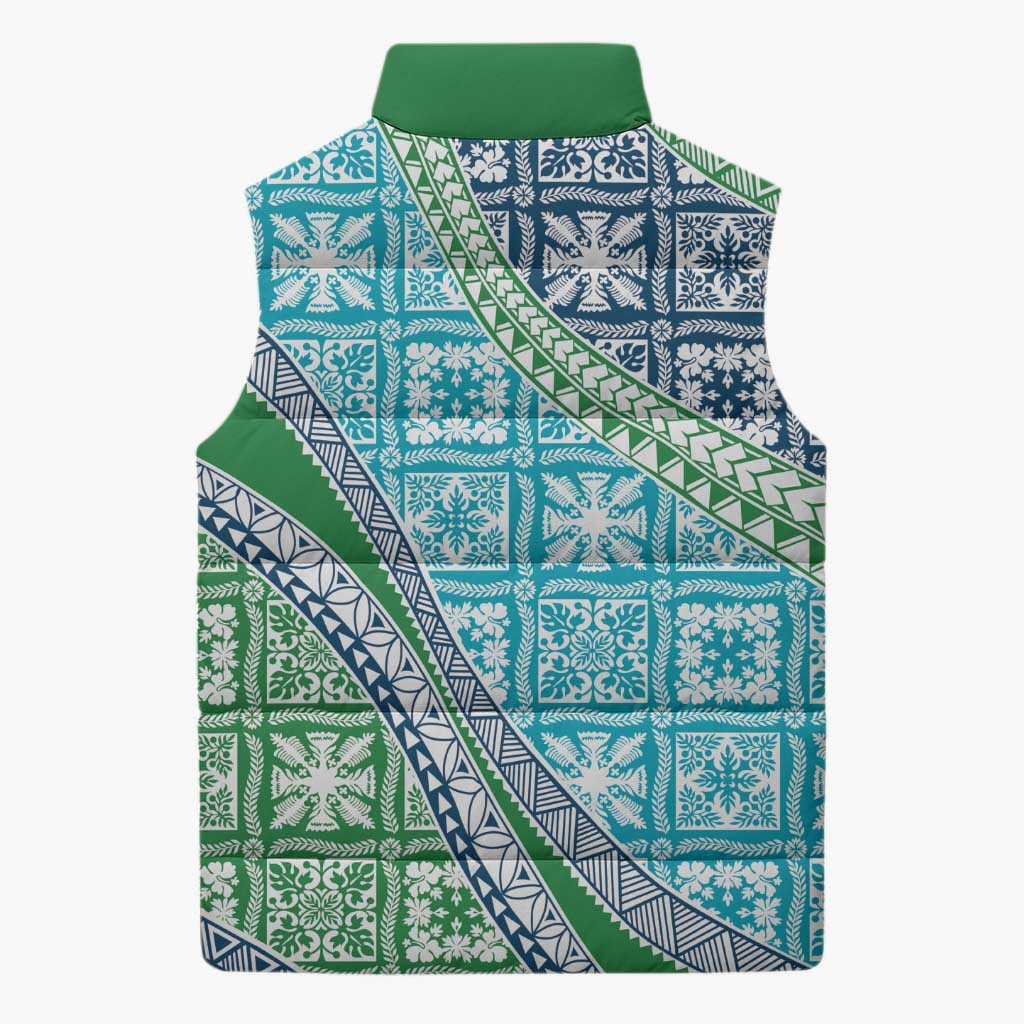 Hawaiian Quilt Pattern Sleeveless Puffer Jacket Fresh Color Mixed - Polynesian Pride