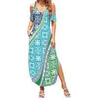 Hawaiian Quilt Pattern Summer Maxi Dress Fresh Color Mixed - Polynesian Pride