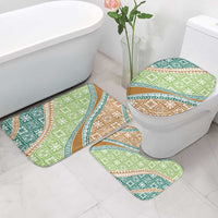 Hawaiian Quilt Pattern Bathroom Set Green Chestnut Color Mixed - Polynesian Pride