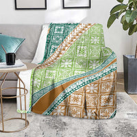 Hawaiian Quilt Pattern Blanket Green Chestnut Color Mixed - Polynesian Pride