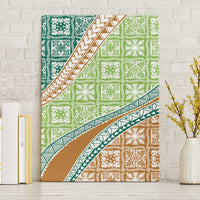 Hawaiian Quilt Pattern Canvas Wall Art Green Chestnut Color Mixed - Polynesian Pride