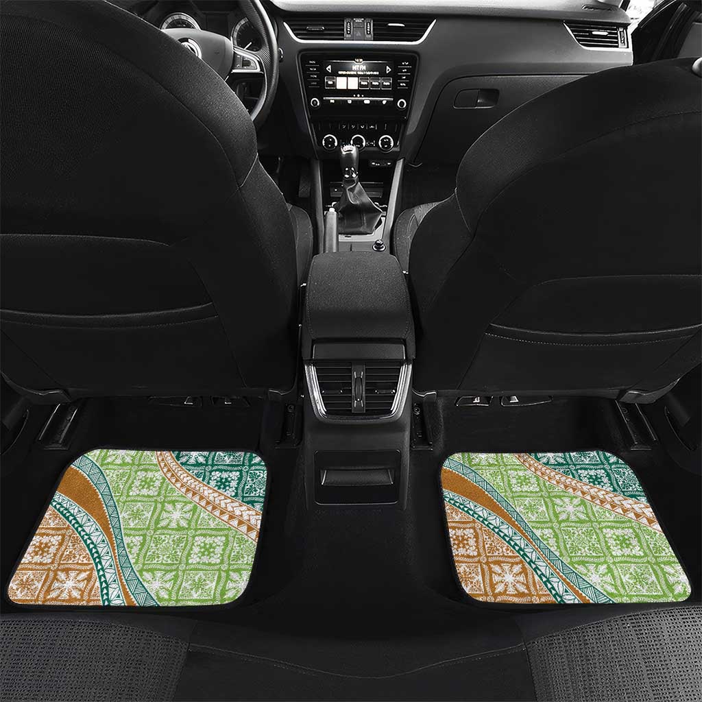 Hawaiian Quilt Pattern Car Mats Green Chestnut Color Mixed - Polynesian Pride