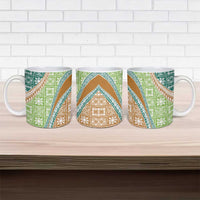 Hawaiian Quilt Pattern Ceramic Mug Green Chestnut Color Mixed - Polynesian Pride