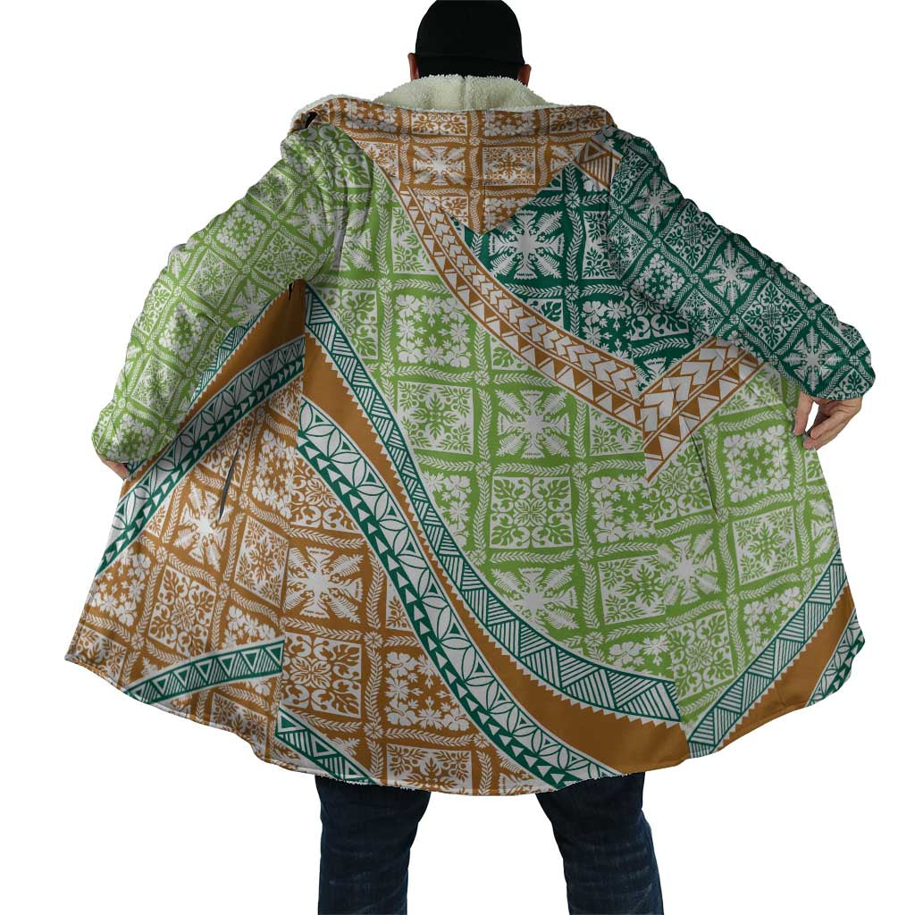 Hawaiian Quilt Pattern Cloak Green Chestnut Color Mixed - Polynesian Pride