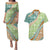 Hawaiian Quilt Pattern Couples Matching Puletasi and Hawaiian Shirt Green Chestnut Color Mixed - Polynesian Pride