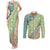 Hawaiian Quilt Pattern Couples Matching Tank Maxi Dress and Long Sleeve Button Shirt Green Chestnut Color Mixed - Polynesian Pride