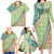 Hawaiian Quilt Pattern Family Matching Long Sleeve Bodycon Dress and Hawaiian Shirt Green Chestnut Color Mixed - Polynesian Pride