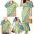 Hawaiian Quilt Pattern Family Matching Mermaid Dress and Hawaiian Shirt Green Chestnut Color Mixed - Polynesian Pride