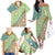 Hawaiian Quilt Pattern Family Matching Off The Shoulder Long Sleeve Dress and Hawaiian Shirt Green Chestnut Color Mixed - Polynesian Pride