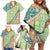 Hawaiian Quilt Pattern Family Matching Off Shoulder Short Dress and Hawaiian Shirt Green Chestnut Color Mixed - Polynesian Pride