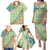 Hawaiian Quilt Pattern Family Matching Puletasi and Hawaiian Shirt Green Chestnut Color Mixed - Polynesian Pride