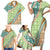 Hawaiian Quilt Pattern Family Matching Short Sleeve Bodycon Dress and Hawaiian Shirt Green Chestnut Color Mixed - Polynesian Pride