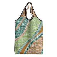 Hawaiian Quilt Pattern Grocery Bag Green Chestnut Color Mixed - Polynesian Pride