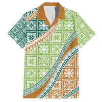 Hawaiian Quilt Pattern Hawaiian Shirt Green Chestnut Color Mixed - Polynesian Pride