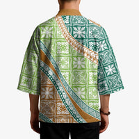 Hawaiian Quilt Pattern Kimono Green Chestnut Color Mixed - Polynesian Pride