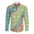 Hawaiian Quilt Pattern Long Sleeve Button Shirt Green Chestnut Color Mixed - Polynesian Pride
