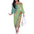 Hawaiian Quilt Pattern Off The Shoulder Long Sleeve Dress Green Chestnut Color Mixed - Polynesian Pride