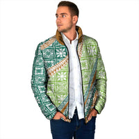 Hawaiian Quilt Pattern Padded Jacket Green Chestnut Color Mixed - Polynesian Pride