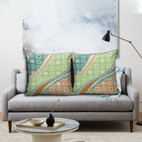 Hawaiian Quilt Pattern Pillow Cover Green Chestnut Color Mixed - Polynesian Pride