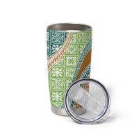 Hawaiian Quilt Pattern Tumbler Cup Green Chestnut Color Mixed - Polynesian Pride