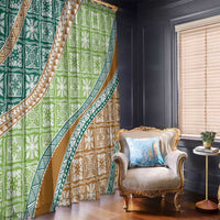 Hawaiian Quilt Pattern Window Curtain Green Chestnut Color Mixed - Polynesian Pride