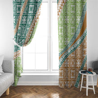 Hawaiian Quilt Pattern Window Curtain Green Chestnut Color Mixed - Polynesian Pride