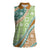 Hawaiian Quilt Pattern Women Sleeveless Polo Shirt Green Chestnut Color Mixed - Polynesian Pride