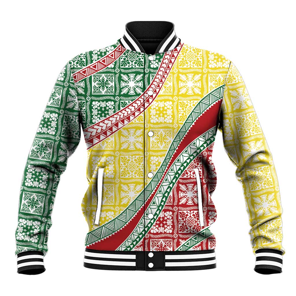 Hawaiian Quilt Pattern Baseball Jacket Special Color Mixed - Polynesian Pride