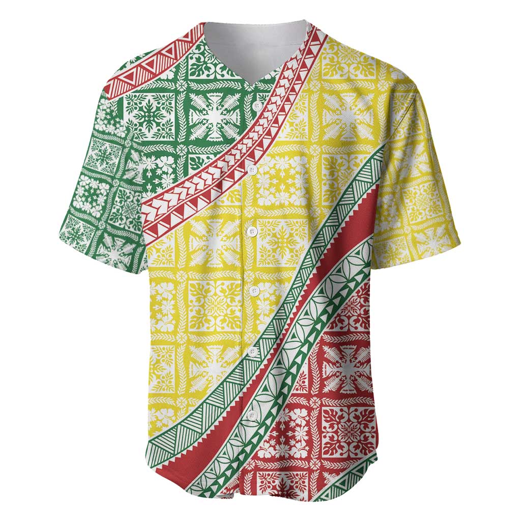 Hawaiian Quilt Pattern Baseball Jersey Special Color Mixed - Polynesian Pride