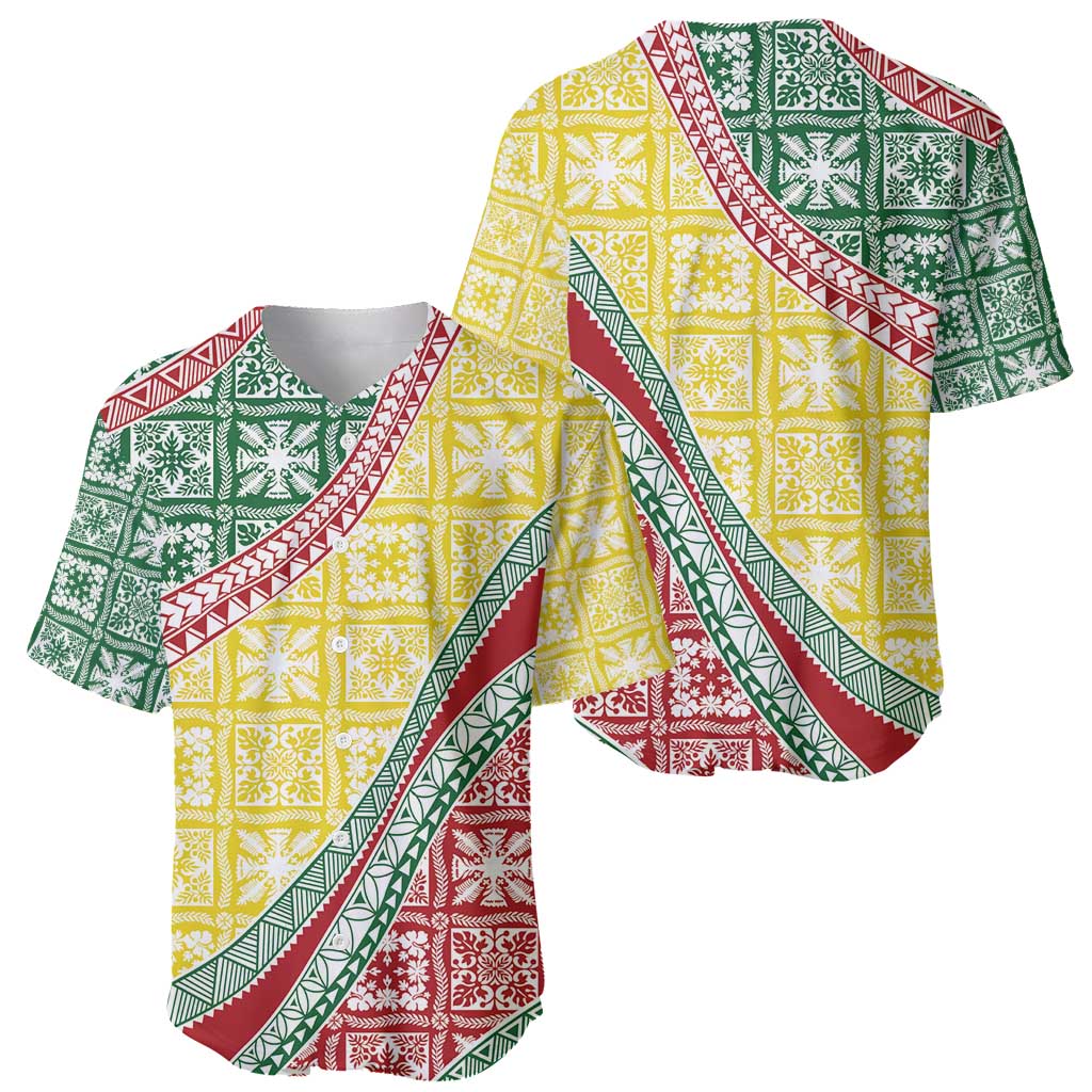 Hawaiian Quilt Pattern Baseball Jersey Special Color Mixed - Polynesian Pride