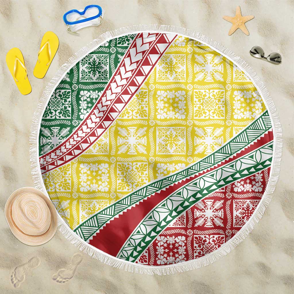 Hawaiian Quilt Pattern Beach Blanket Special Color Mixed - Polynesian Pride