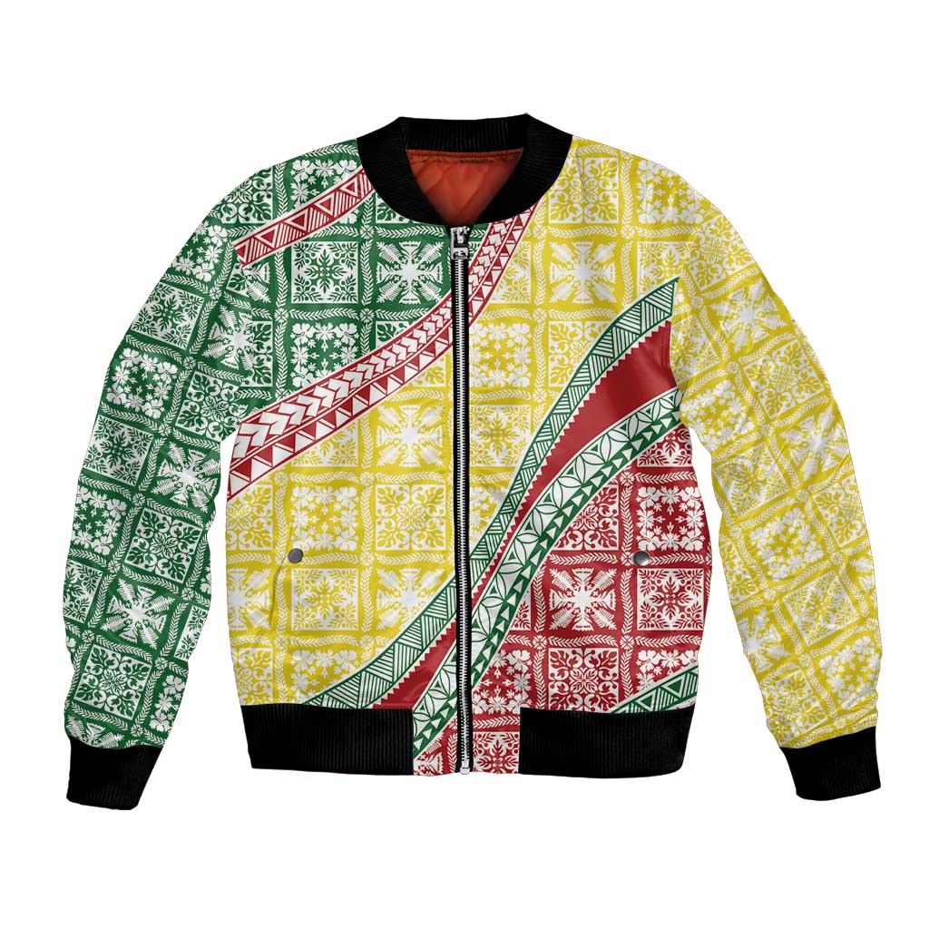 Hawaiian Quilt Pattern Bomber Jacket Special Color Mixed - Polynesian Pride