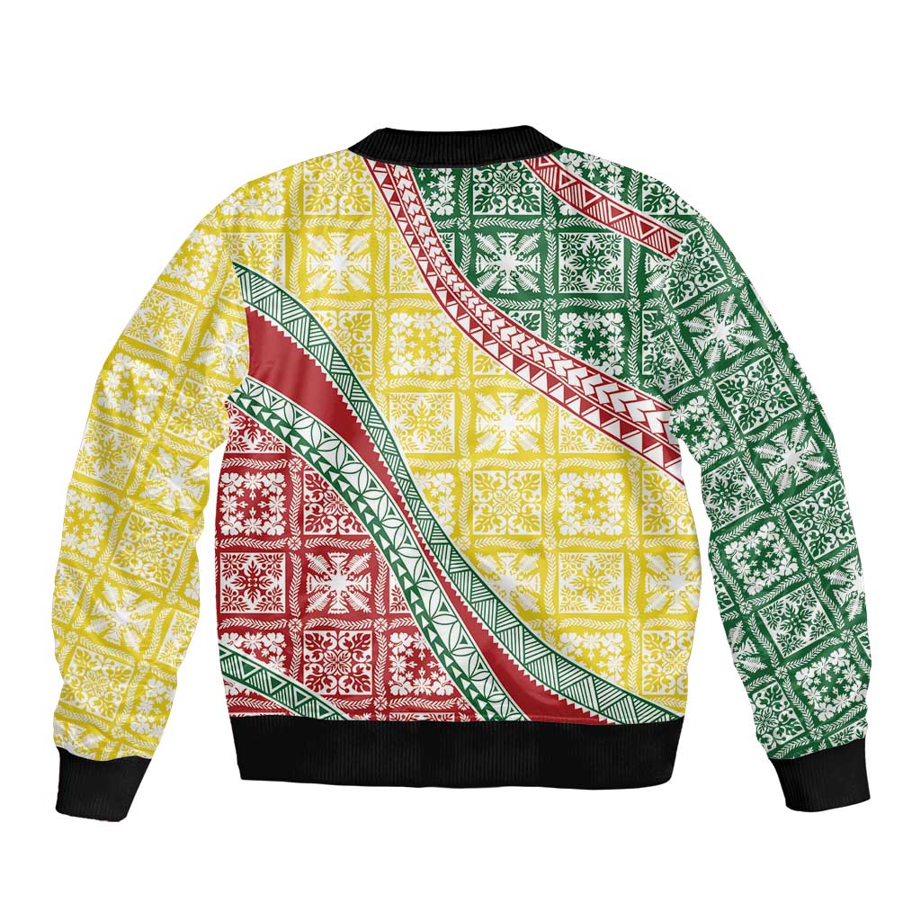 Hawaiian Quilt Pattern Bomber Jacket Special Color Mixed - Polynesian Pride