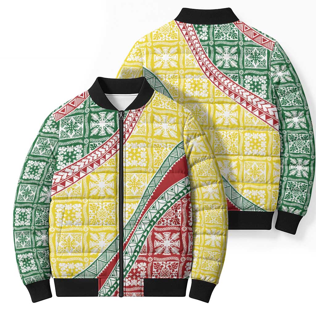 Hawaiian Quilt Pattern Bomber Puffer Jacket Special Color Mixed - Polynesian Pride