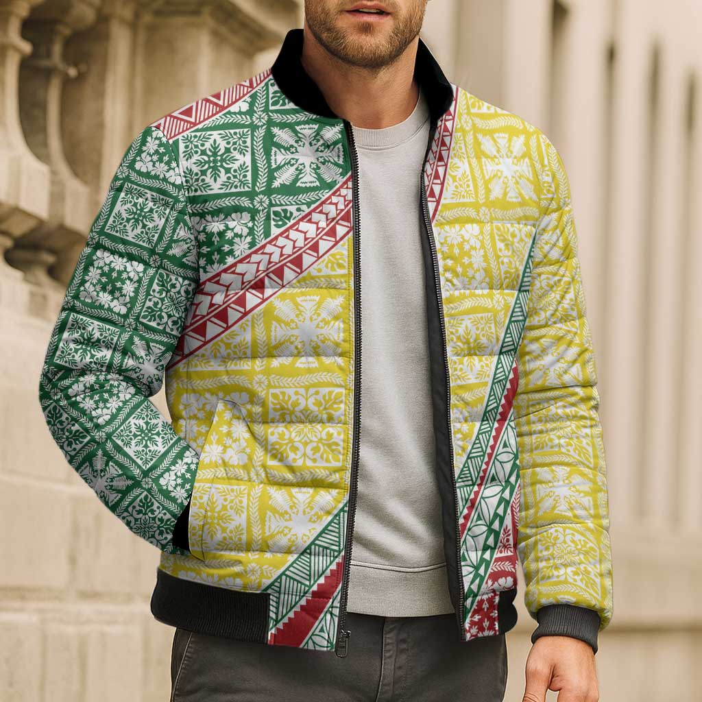 Hawaiian Quilt Pattern Bomber Puffer Jacket Special Color Mixed - Polynesian Pride