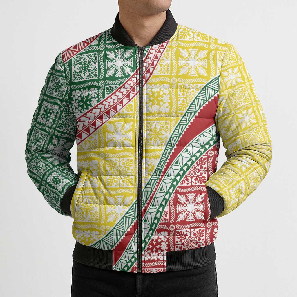 Hawaiian Quilt Pattern Bomber Puffer Jacket Special Color Mixed - Polynesian Pride