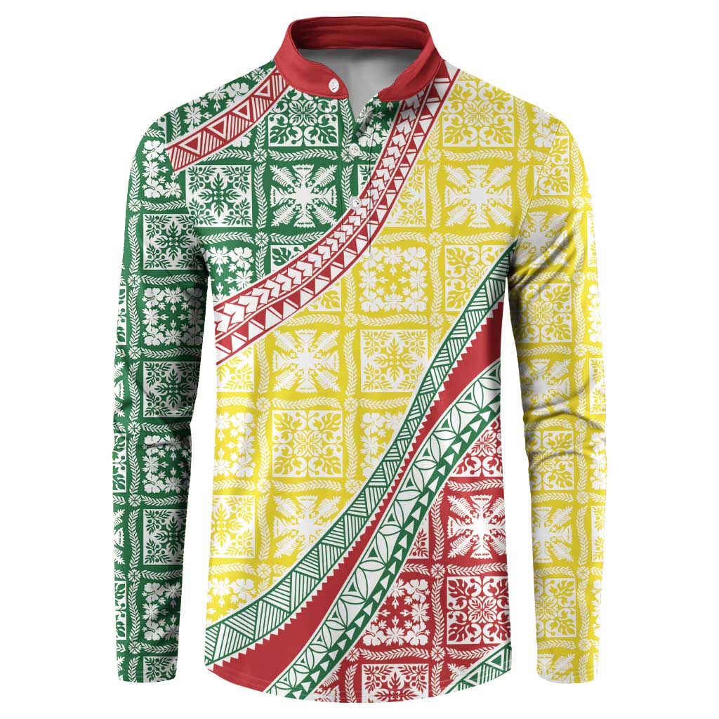 Hawaiian Quilt Pattern Button Sweatshirt Special Color Mixed - Polynesian Pride