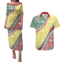 Hawaiian Quilt Pattern Couples Matching Puletasi and Hawaiian Shirt Special Color Mixed LT01 Multicolor - Polynesian Pride