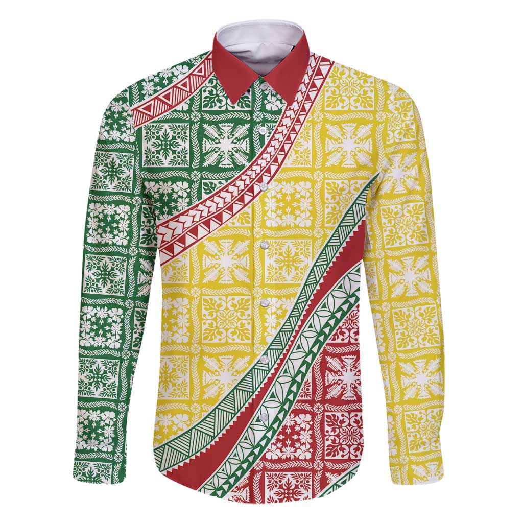 Hawaiian Quilt Pattern Family Matching Mermaid Dress and Hawaiian Shirt Special Color Mixed - Polynesian Pride