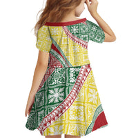 Hawaiian Quilt Pattern Family Matching Off The Shoulder Long Sleeve Dress and Hawaiian Shirt Special Color Mixed - Polynesian Pride