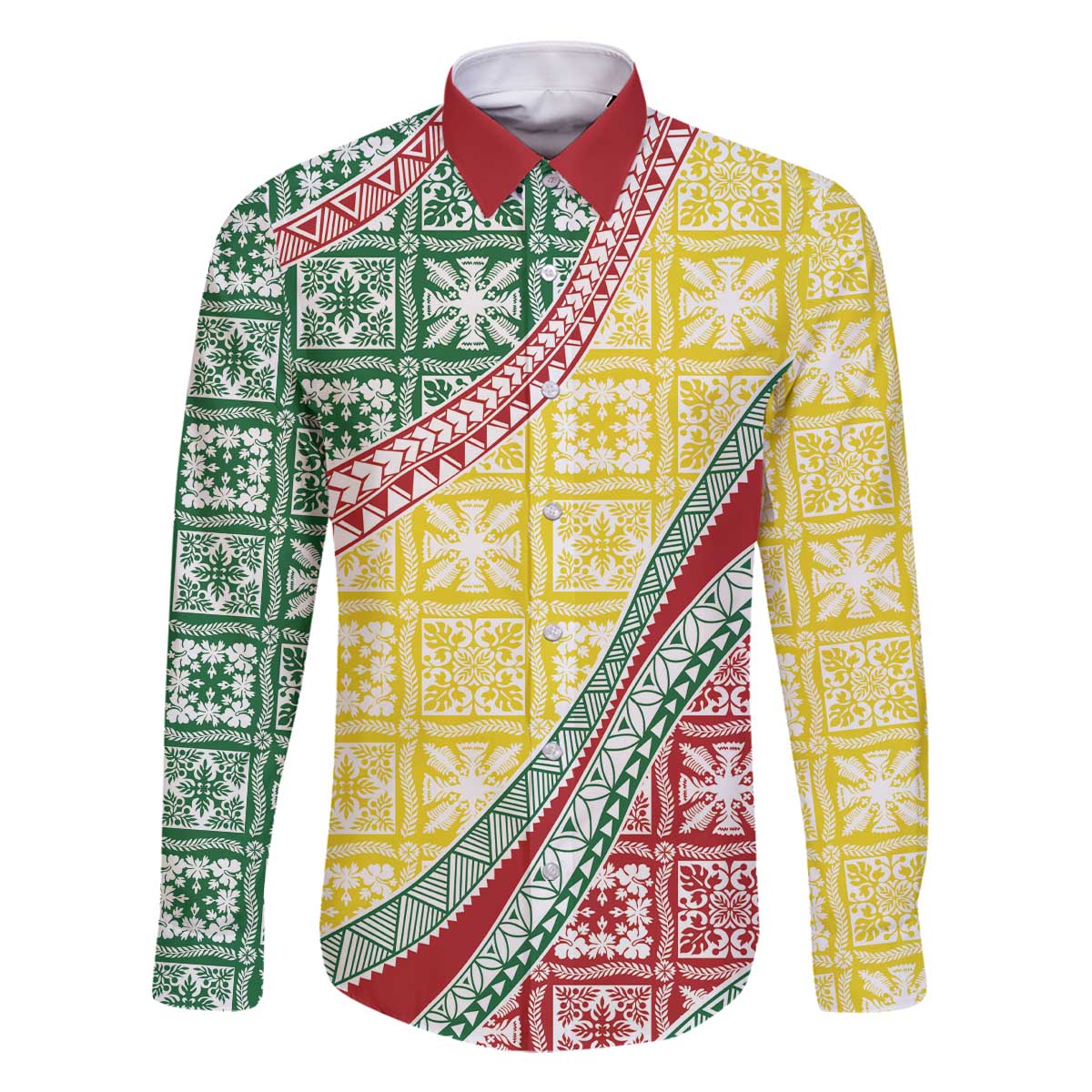 Hawaiian Quilt Pattern Family Matching Off The Shoulder Long Sleeve Dress and Hawaiian Shirt Special Color Mixed - Polynesian Pride